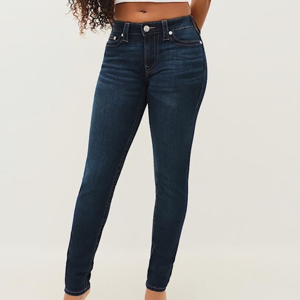 Y2K True Religion Dark Wash Skinny Jeans – Classic Denim | Size 30